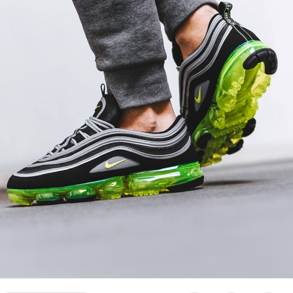 green nike air vapormax 97 sneakers